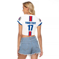 Custom Iceland Football Raglan Cropped T Shirt White with Flag Style