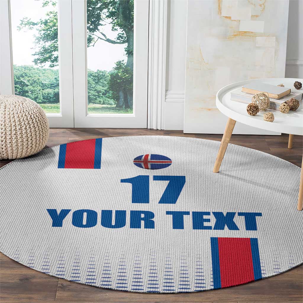 Custom Iceland Football Round Carpet White with Flag Style