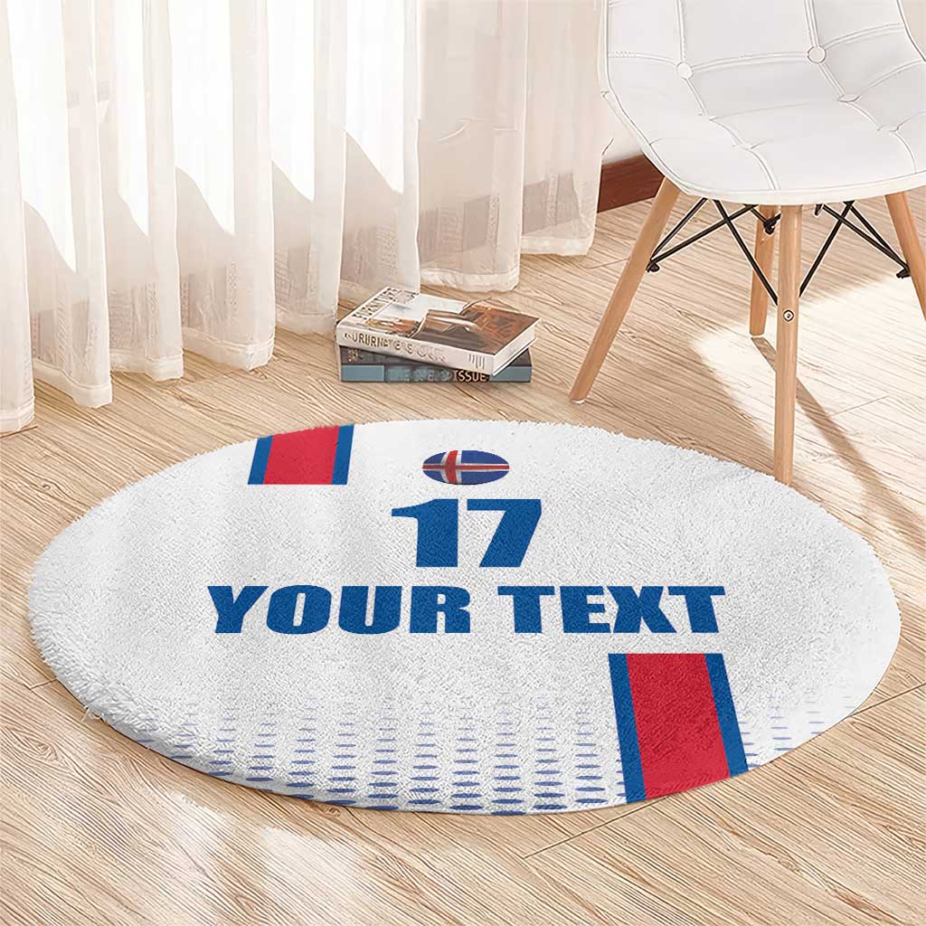 Custom Iceland Football Round Carpet White with Flag Style