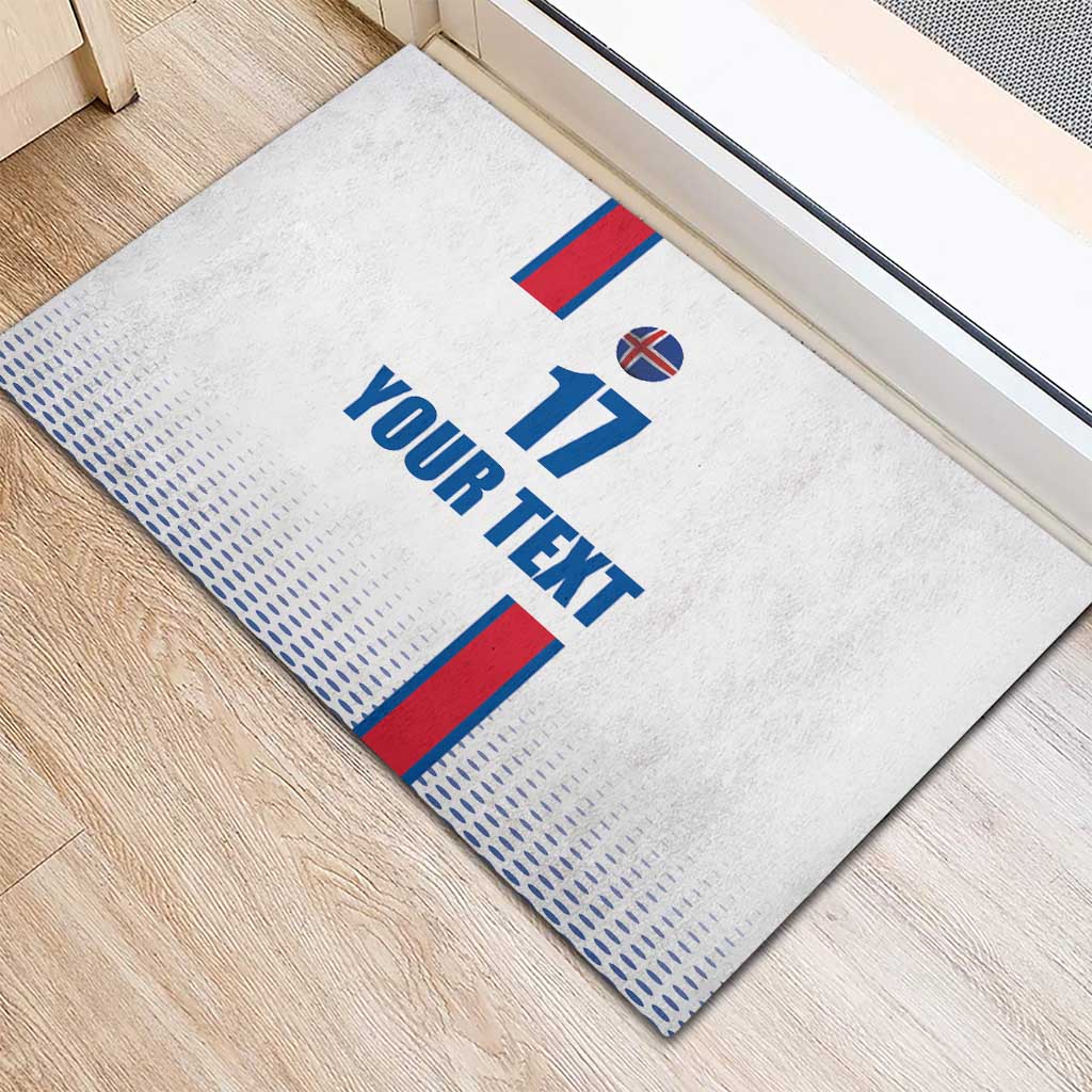 Custom Iceland Football Rubber Doormat White with Flag Style