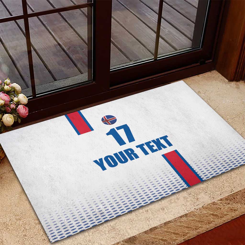 Custom Iceland Football Rubber Doormat White with Flag Style