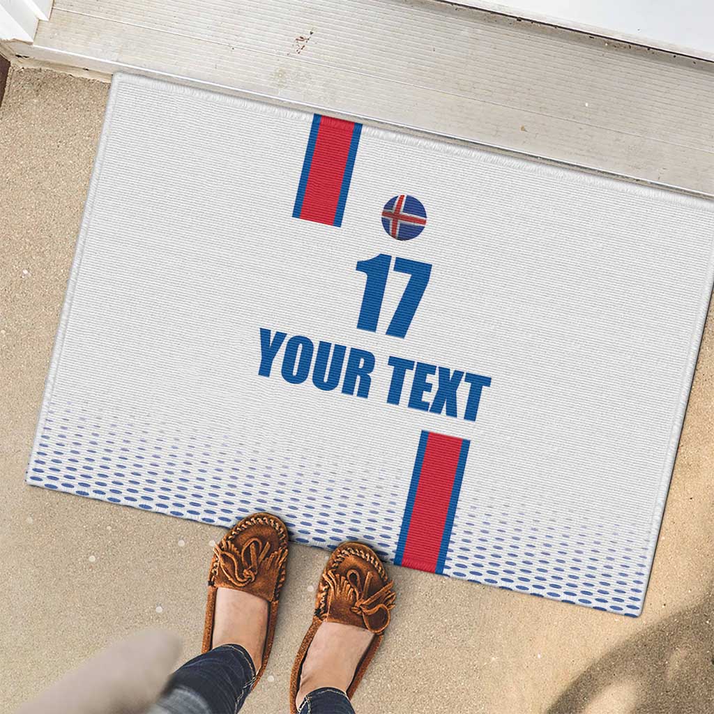 Custom Iceland Football Rubber Doormat White with Flag Style
