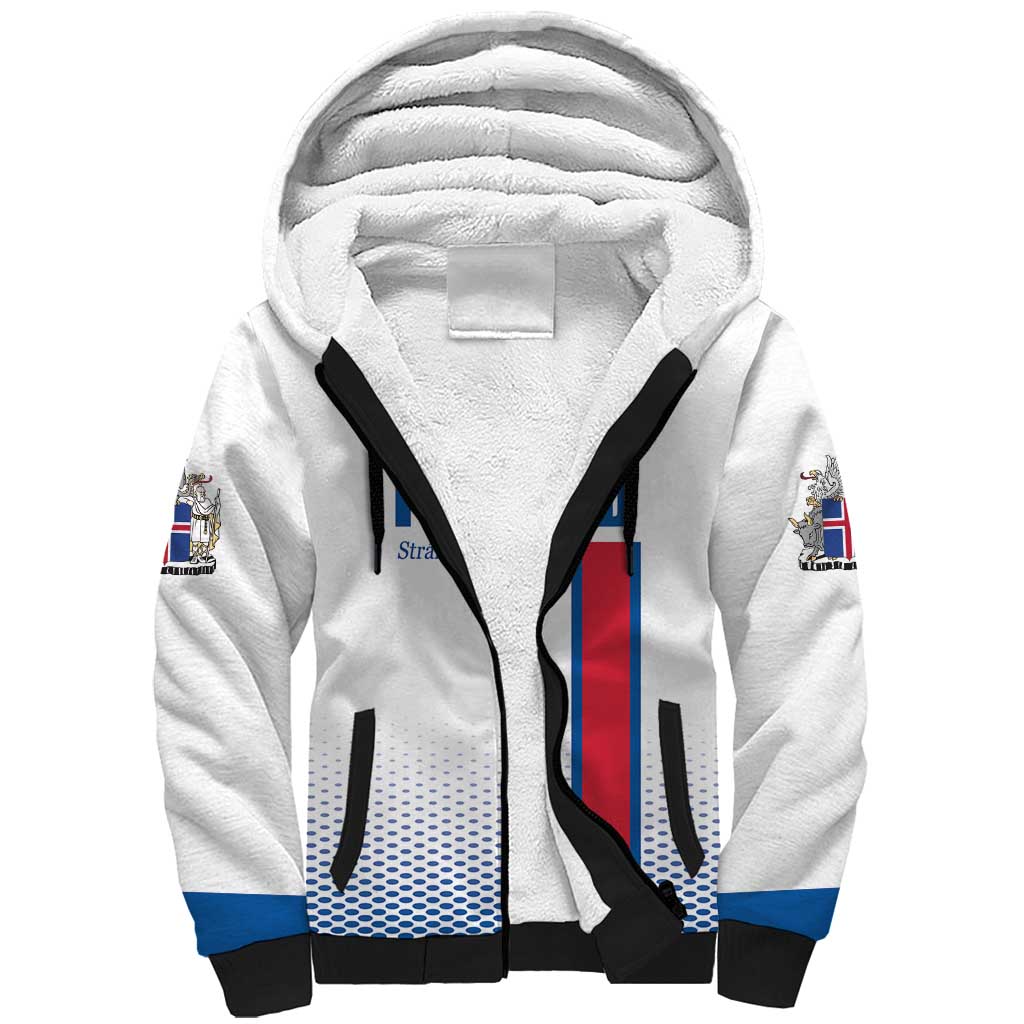 Custom Iceland Football Sherpa Hoodie White with Flag Style