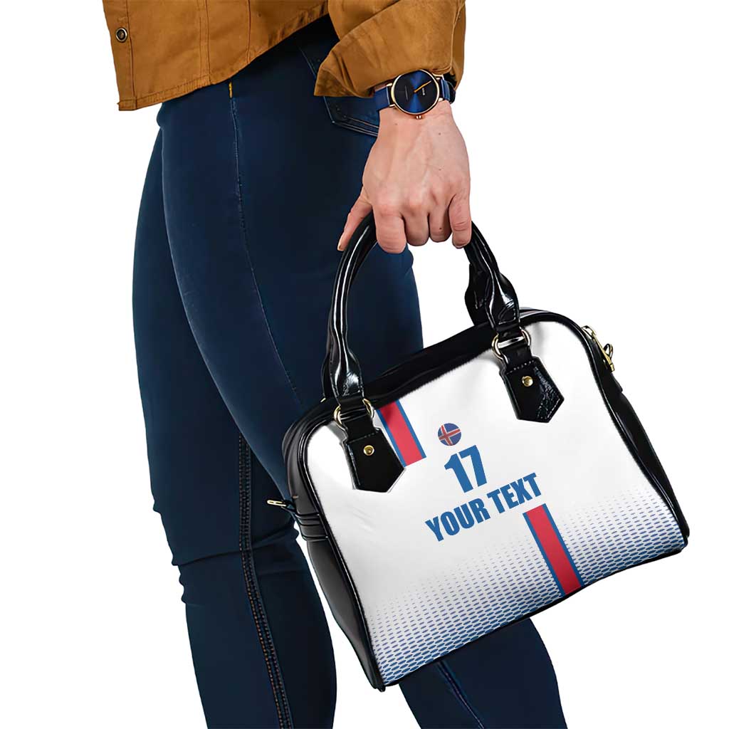 Custom Iceland Football Shoulder Handbag White with Flag Style