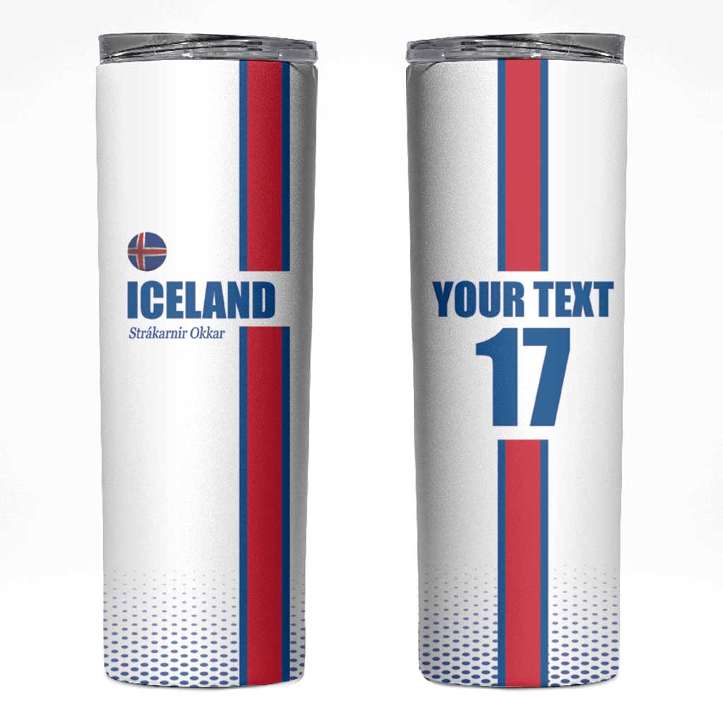 Custom Iceland Football Skinny Tumbler White with Flag Style