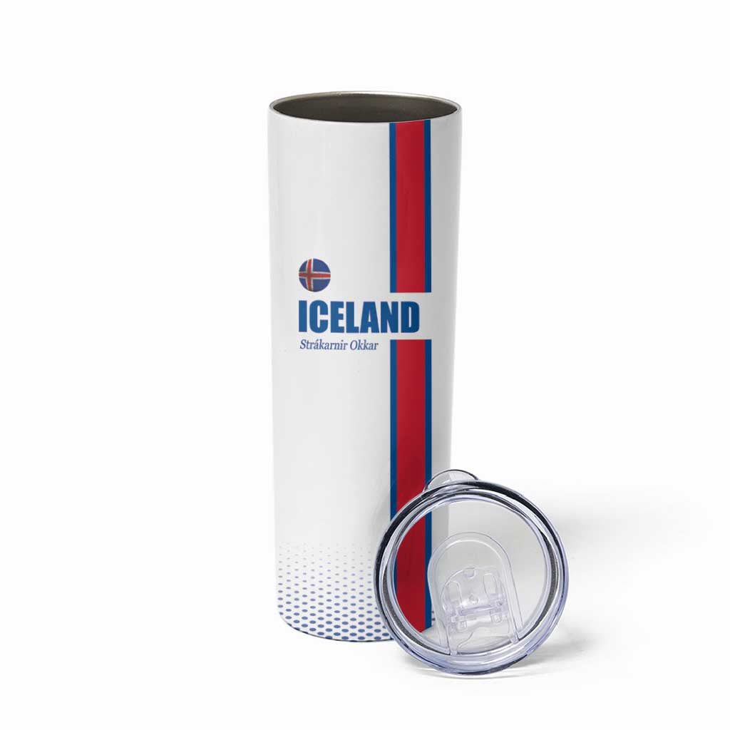 Custom Iceland Football Skinny Tumbler White with Flag Style