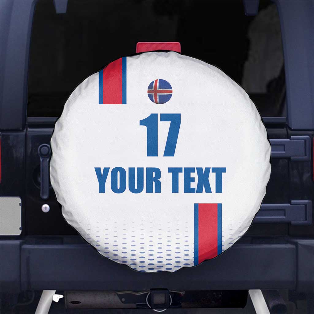 Custom Iceland Football Spare Tire Cover White with Flag Style
