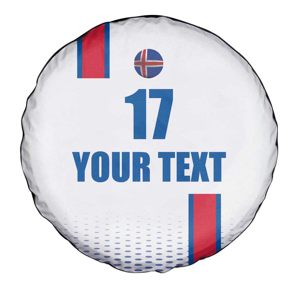 Custom Iceland Football Spare Tire Cover White with Flag Style