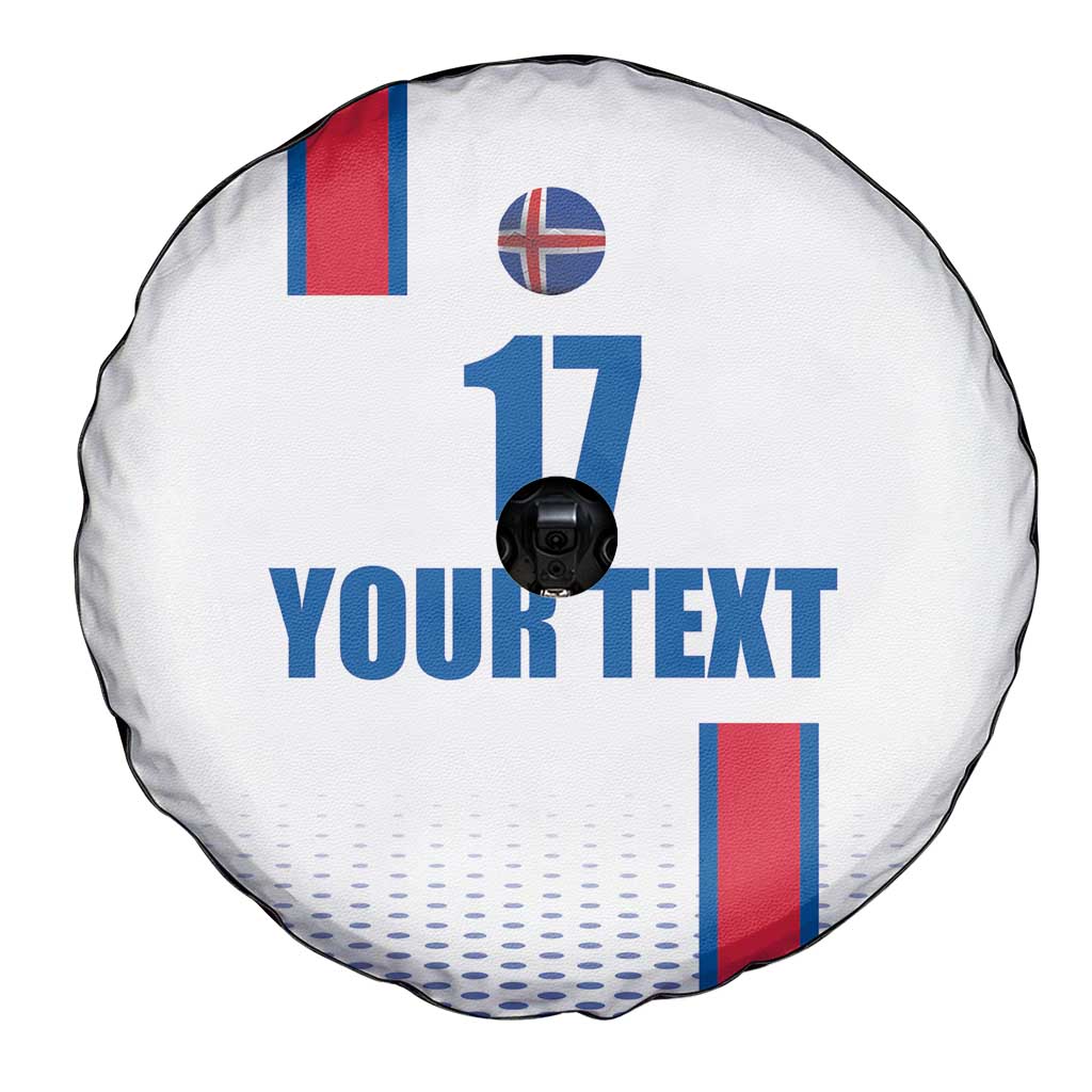 Custom Iceland Football Spare Tire Cover White with Flag Style