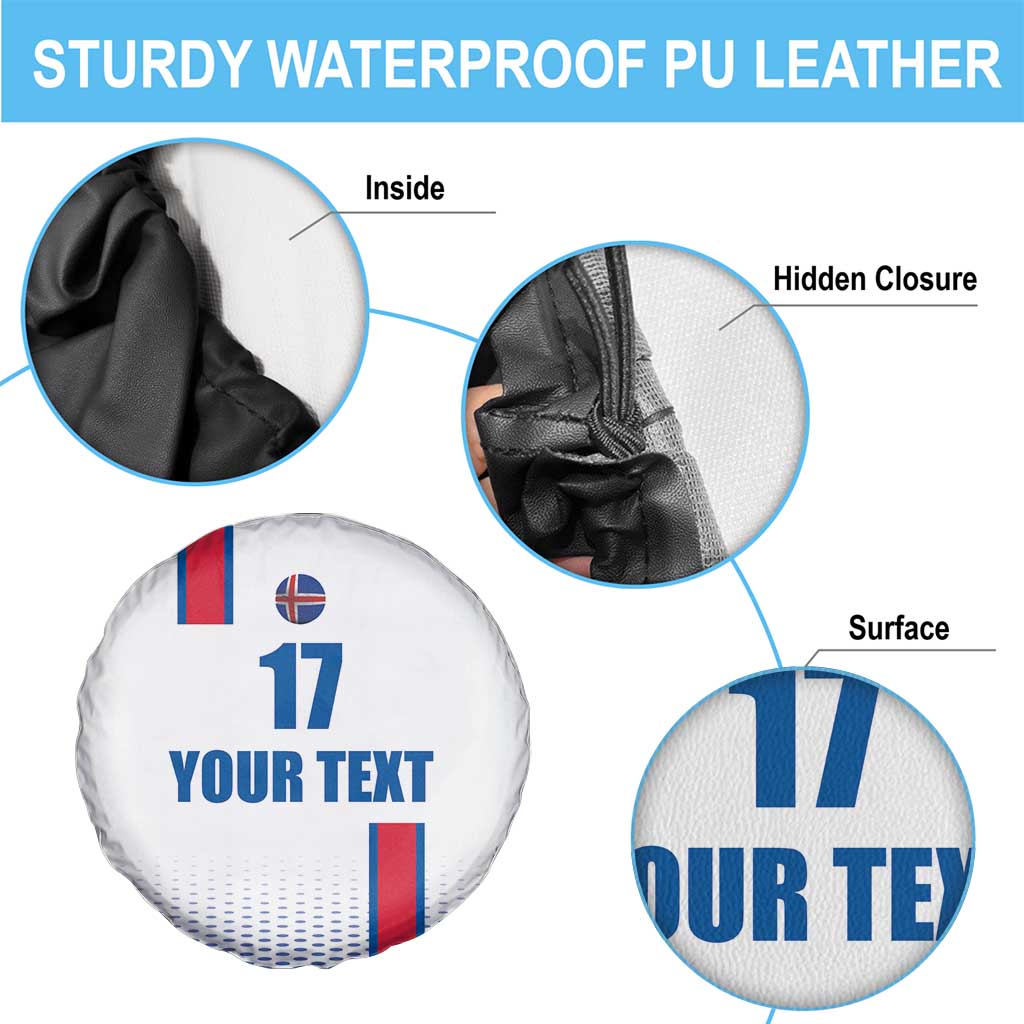 Custom Iceland Football Spare Tire Cover White with Flag Style