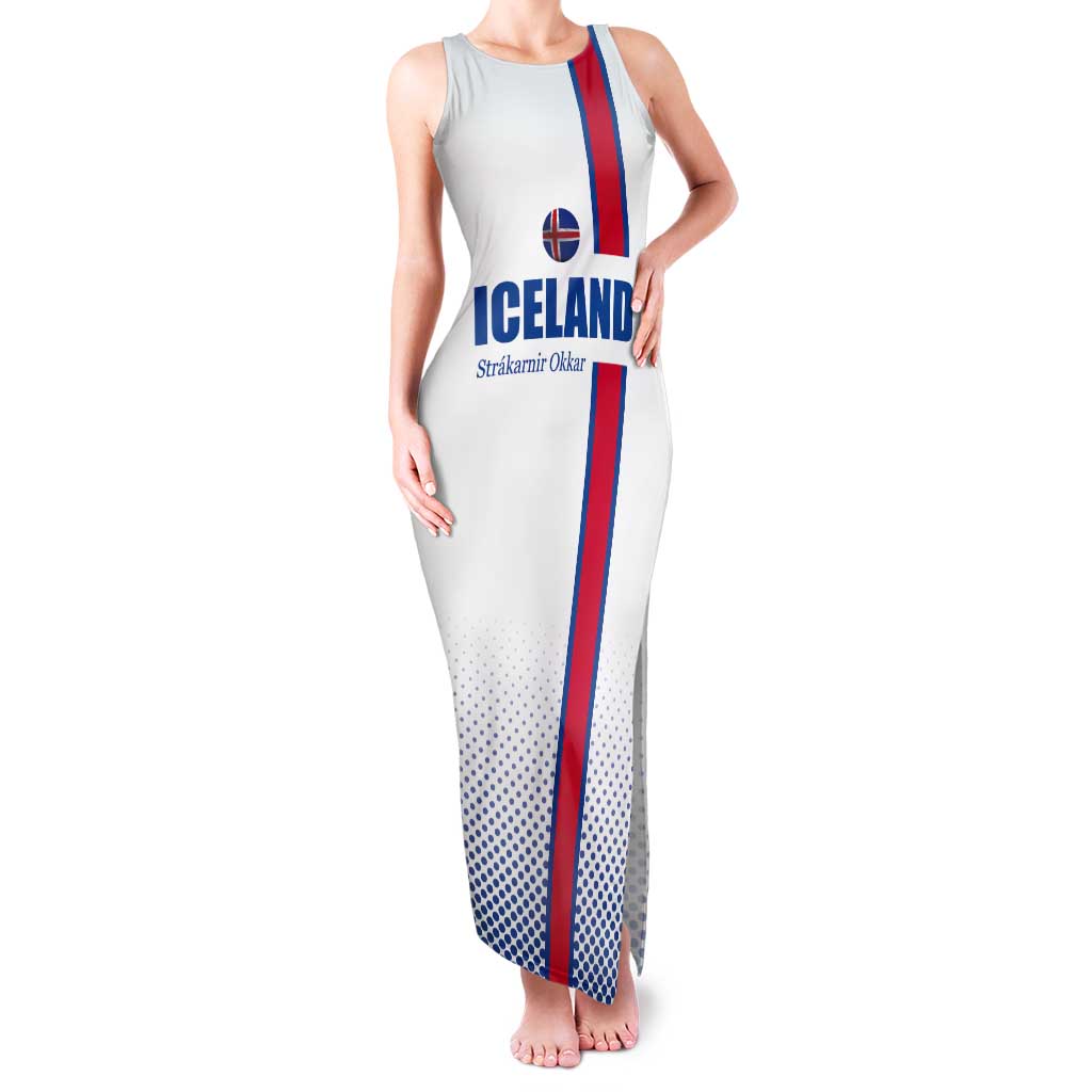 Custom Iceland Football Tank Maxi Dress White with Flag Style