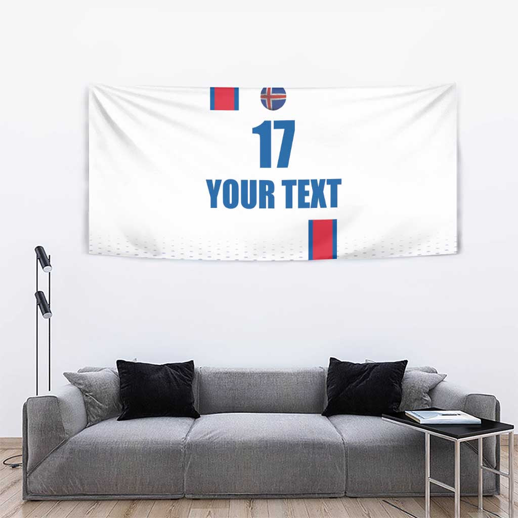 Custom Iceland Football Tapestry White with Flag Style