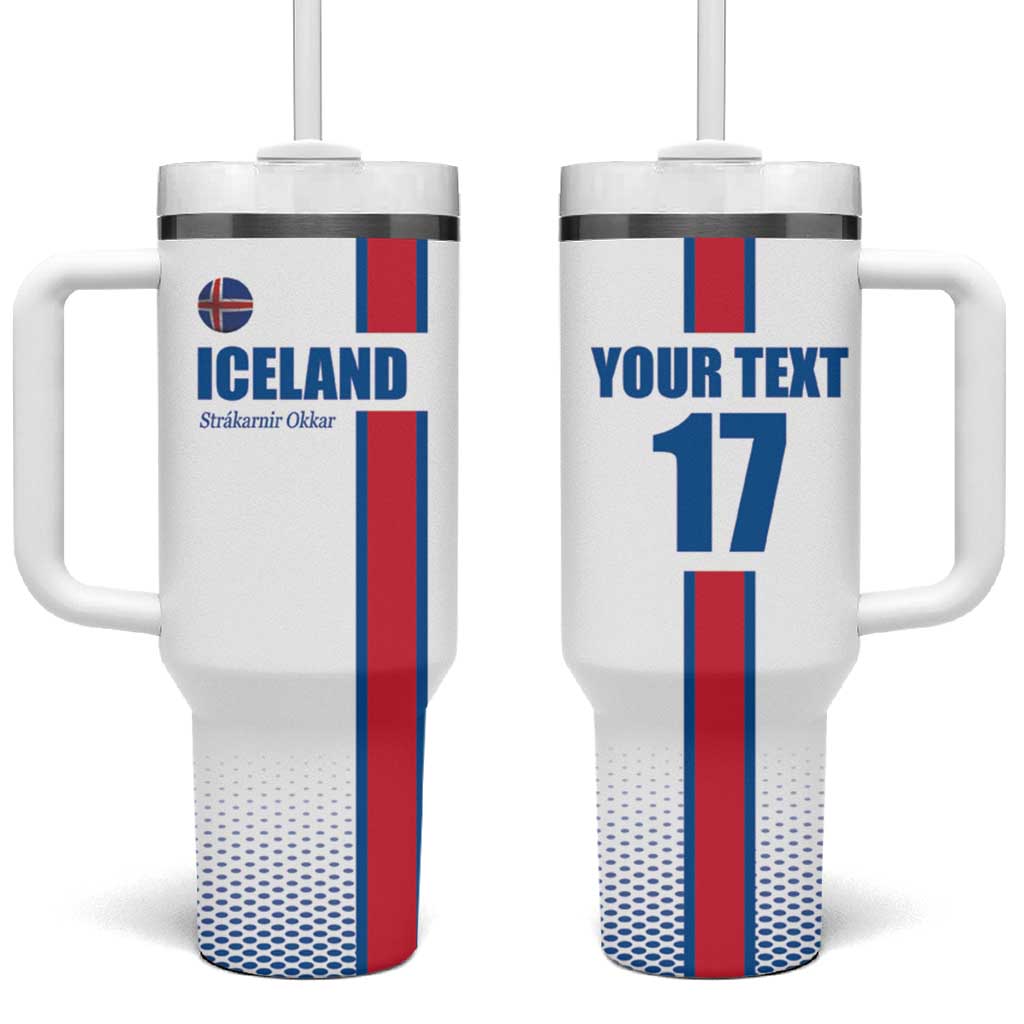 Custom Iceland Football Tumbler With Handle White with Flag Style