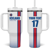 Custom Iceland Football Tumbler With Handle White with Flag Style