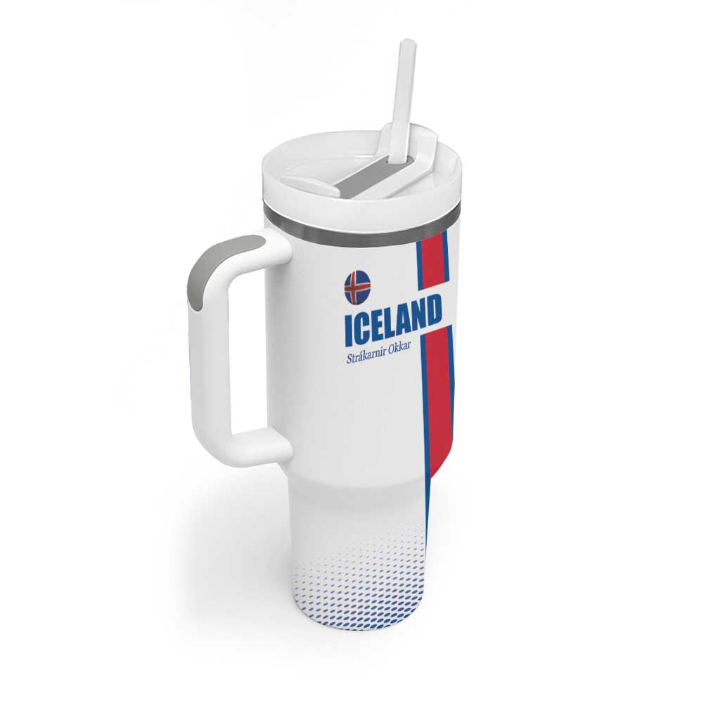 Custom Iceland Football Tumbler With Handle White with Flag Style