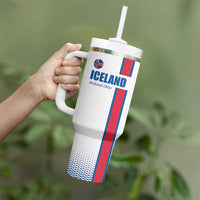 Custom Iceland Football Tumbler With Handle White with Flag Style
