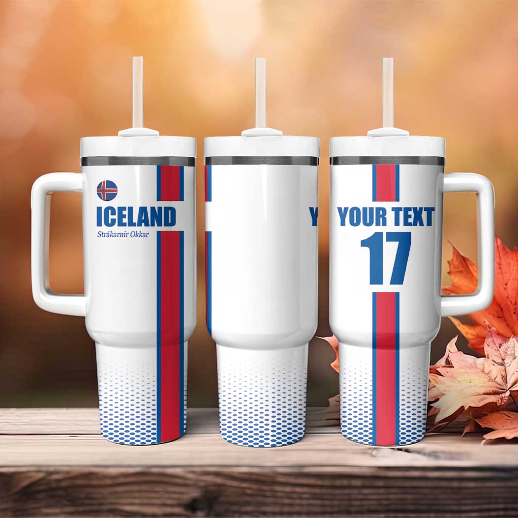 Custom Iceland Football Tumbler With Handle White with Flag Style