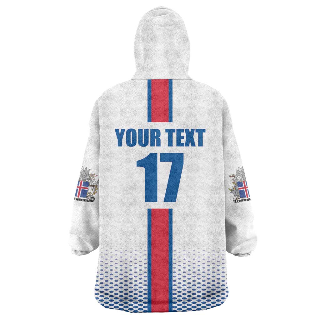 Custom Iceland Football Wearable Blanket Hoodie White with Flag Style