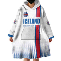 Custom Iceland Football Wearable Blanket Hoodie White with Flag Style