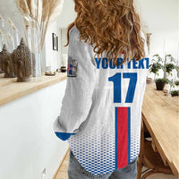 Custom Iceland Football Women Casual Shirt White with Flag Style