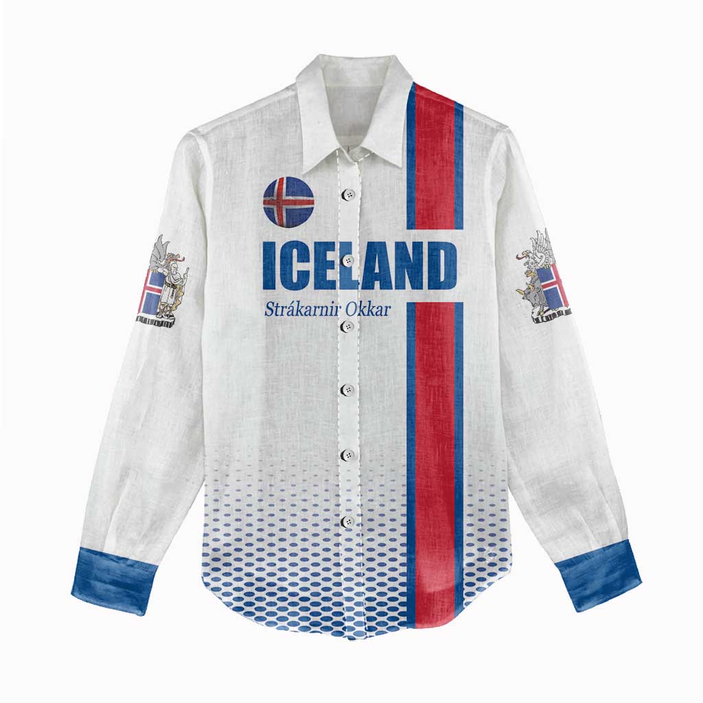 Custom Iceland Football Women Casual Shirt White with Flag Style
