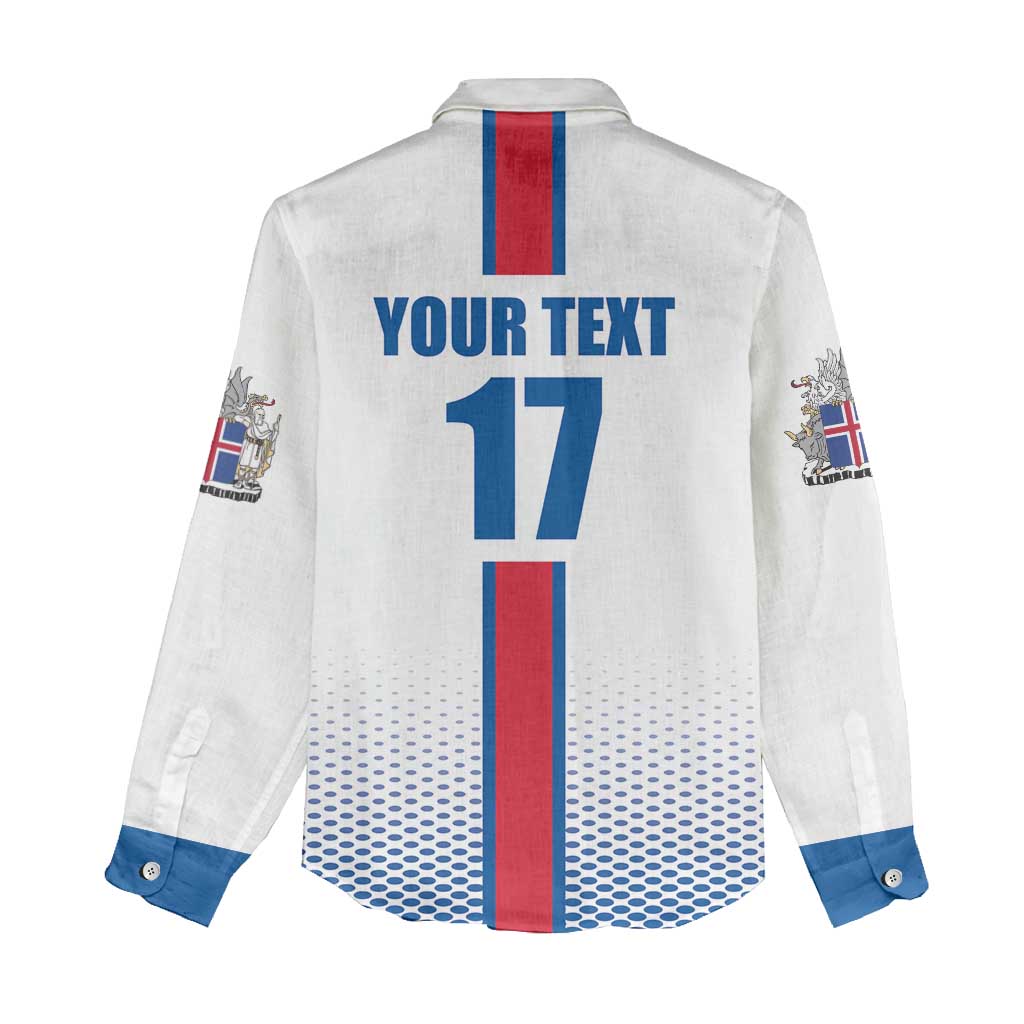 Custom Iceland Football Women Casual Shirt White with Flag Style