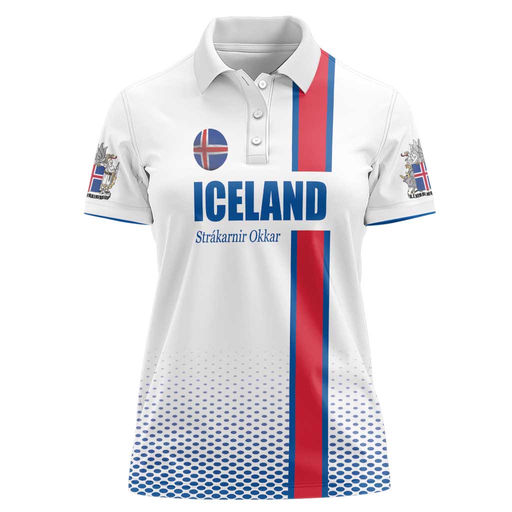 Custom Iceland Football Women Polo Shirt White with Flag Style