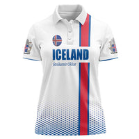 Custom Iceland Football Women Polo Shirt White with Flag Style