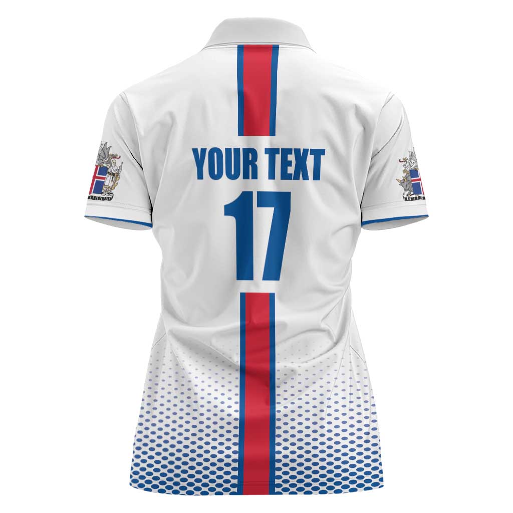 Custom Iceland Football Women Polo Shirt White with Flag Style