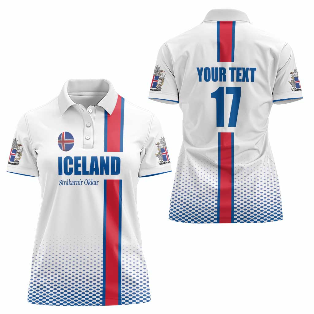 Custom Iceland Football Women Polo Shirt White with Flag Style