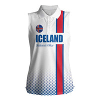 Custom Iceland Football Women Sleeveless Polo Shirt White with Flag Style