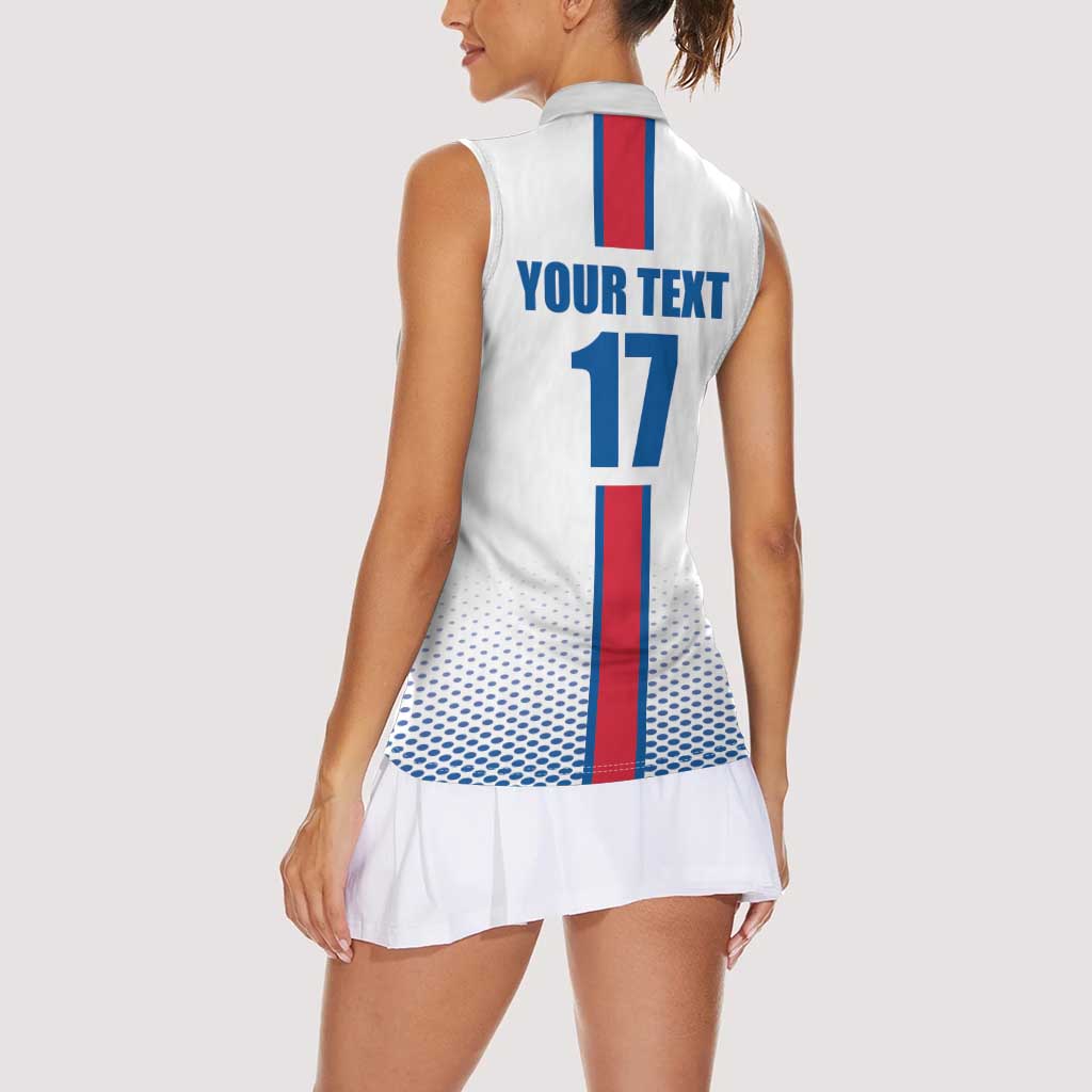 Custom Iceland Football Women Sleeveless Polo Shirt White with Flag Style