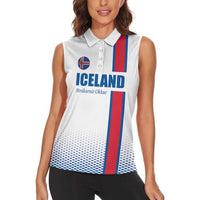 Custom Iceland Football Women Sleeveless Polo Shirt White with Flag Style