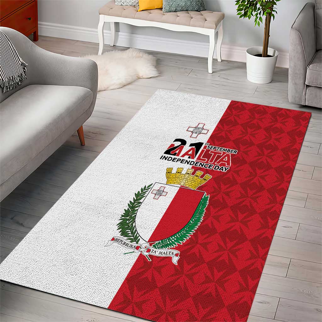 Malta Independence Day Area Rug Flag Style with Coat of Arms