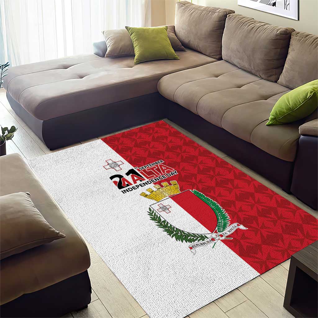 Malta Independence Day Area Rug Flag Style with Coat of Arms