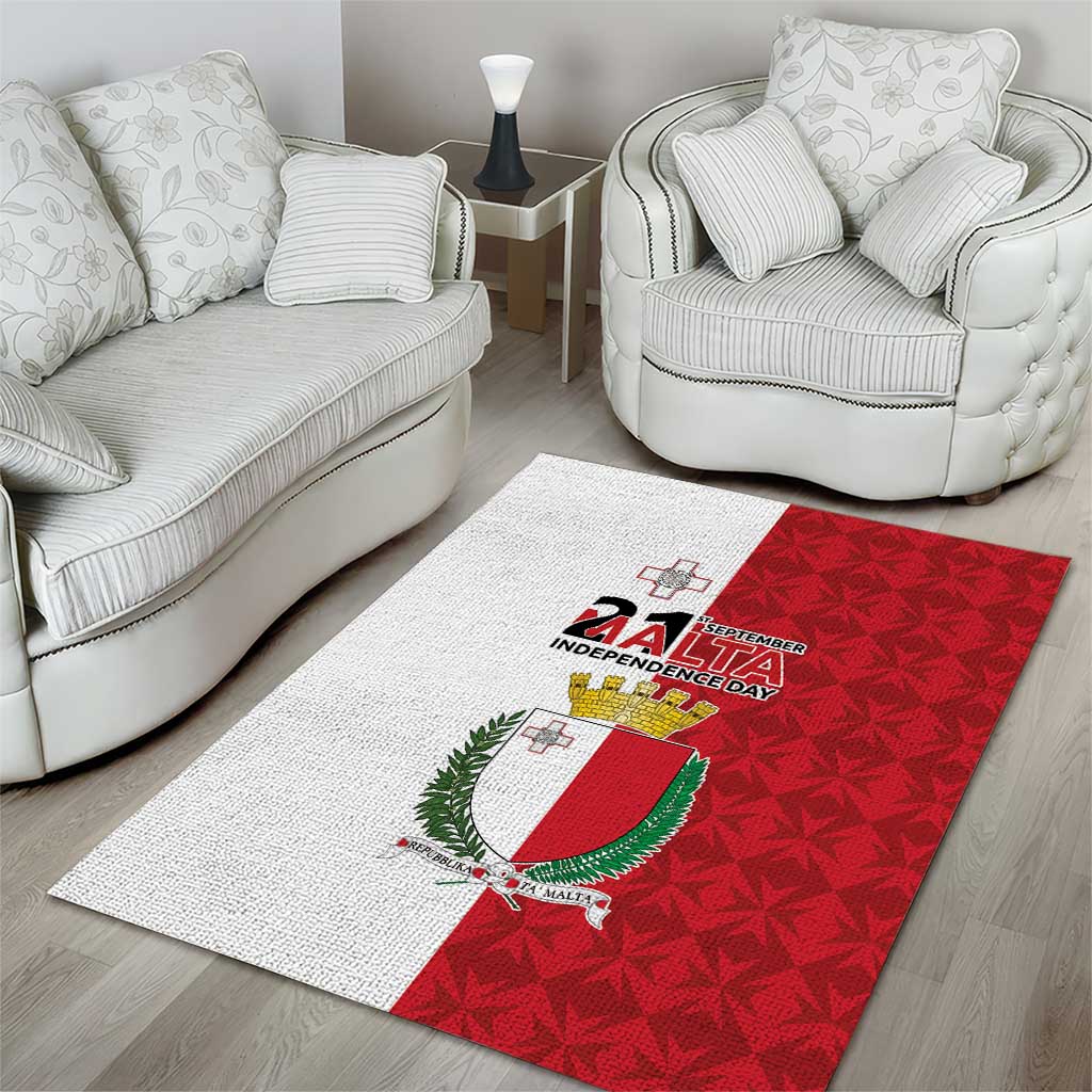 Malta Independence Day Area Rug Flag Style with Coat of Arms