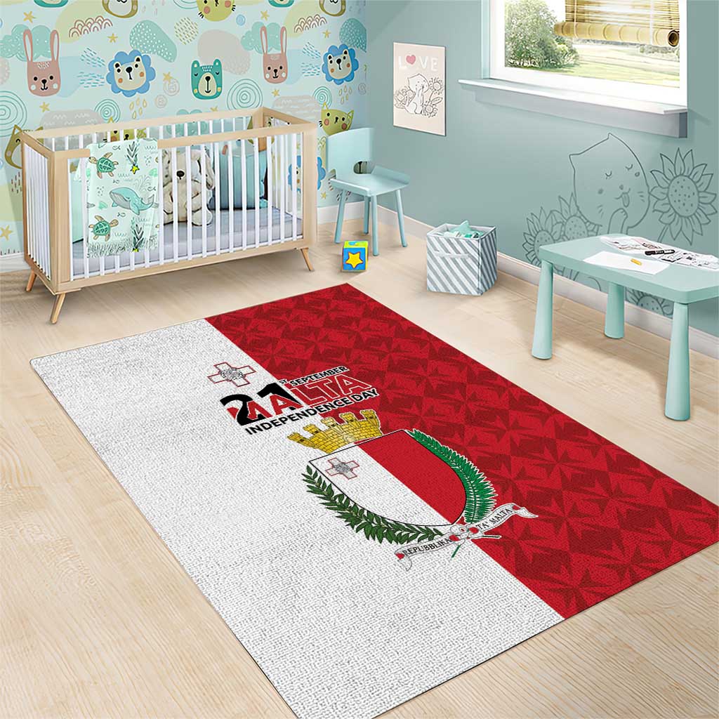 Malta Independence Day Area Rug Flag Style with Coat of Arms