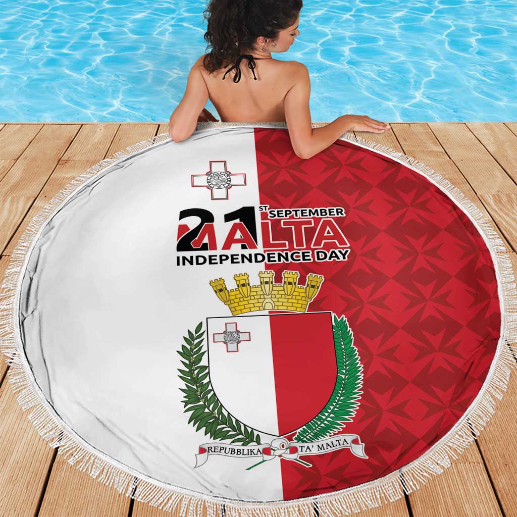 Malta Independence Day Beach Blanket Flag Style with Coat of Arms
