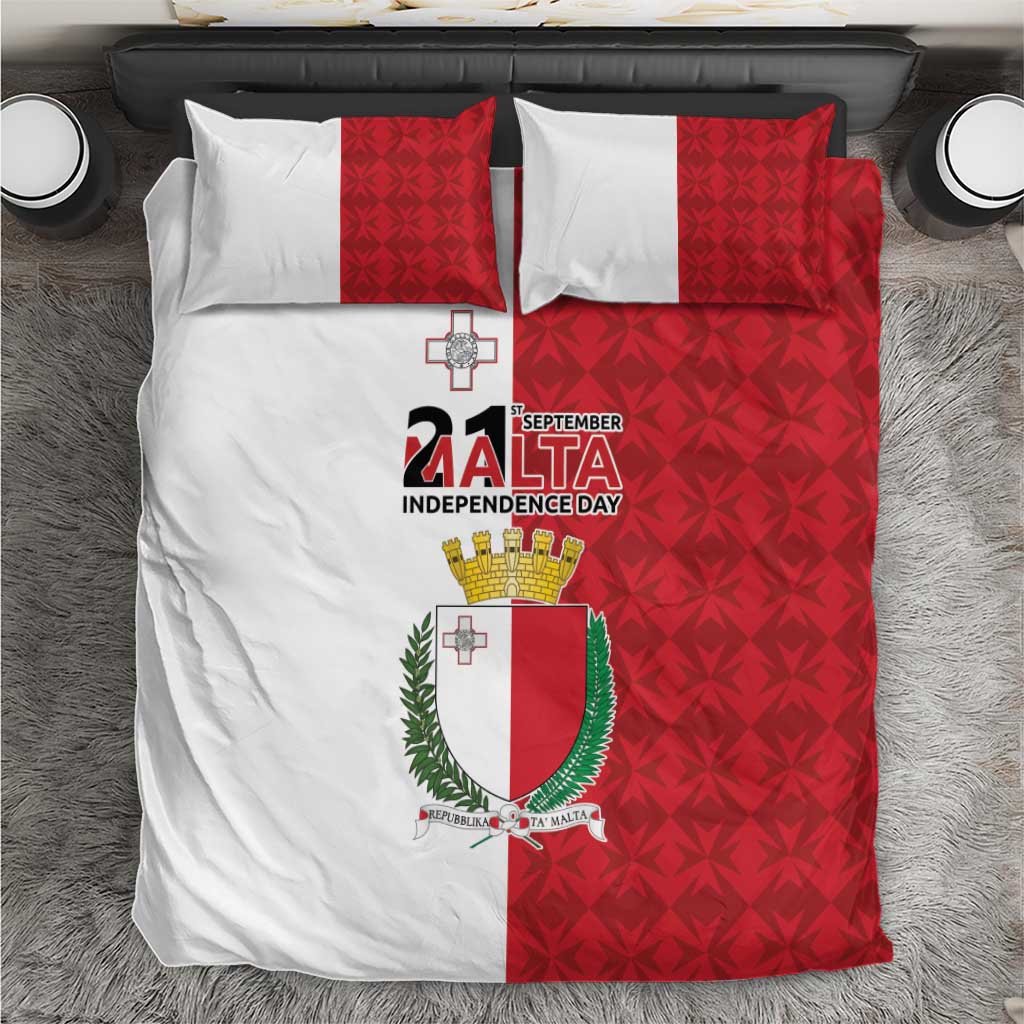 Malta Independence Day Bedding Set Flag Style with Coat of Arms