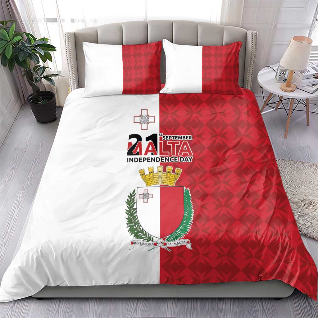 Malta Independence Day Bedding Set Flag Style with Coat of Arms