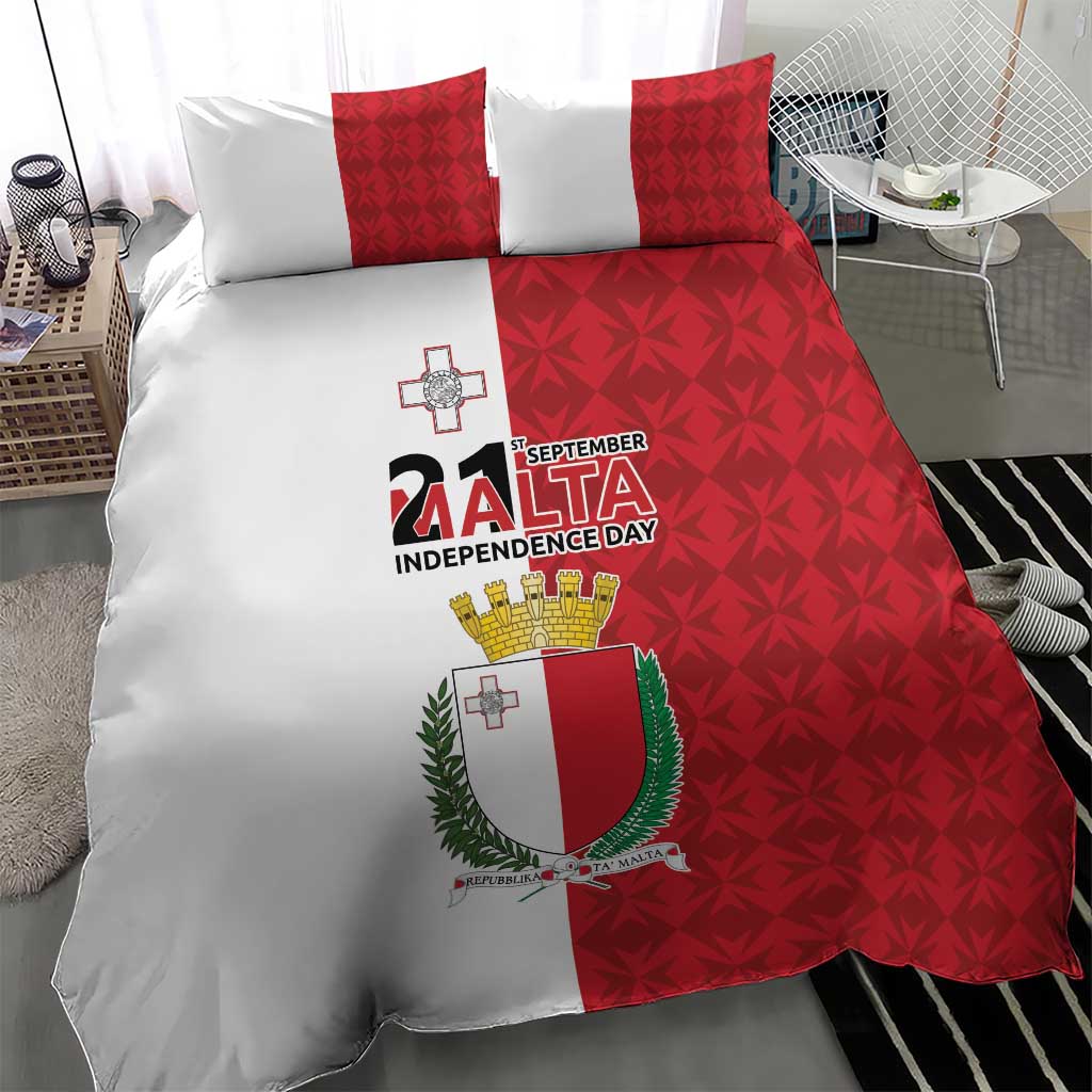 Malta Independence Day Bedding Set Flag Style with Coat of Arms
