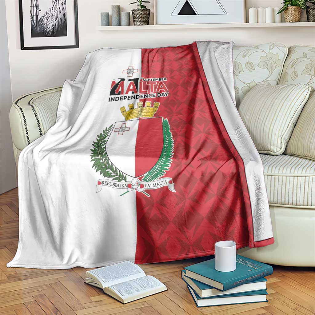 Malta Independence Day Blanket Flag Style with Coat of Arms