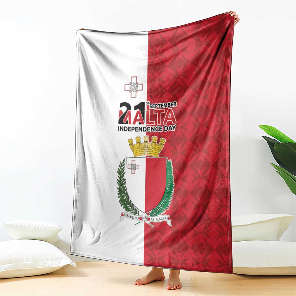 Malta Independence Day Blanket Flag Style with Coat of Arms