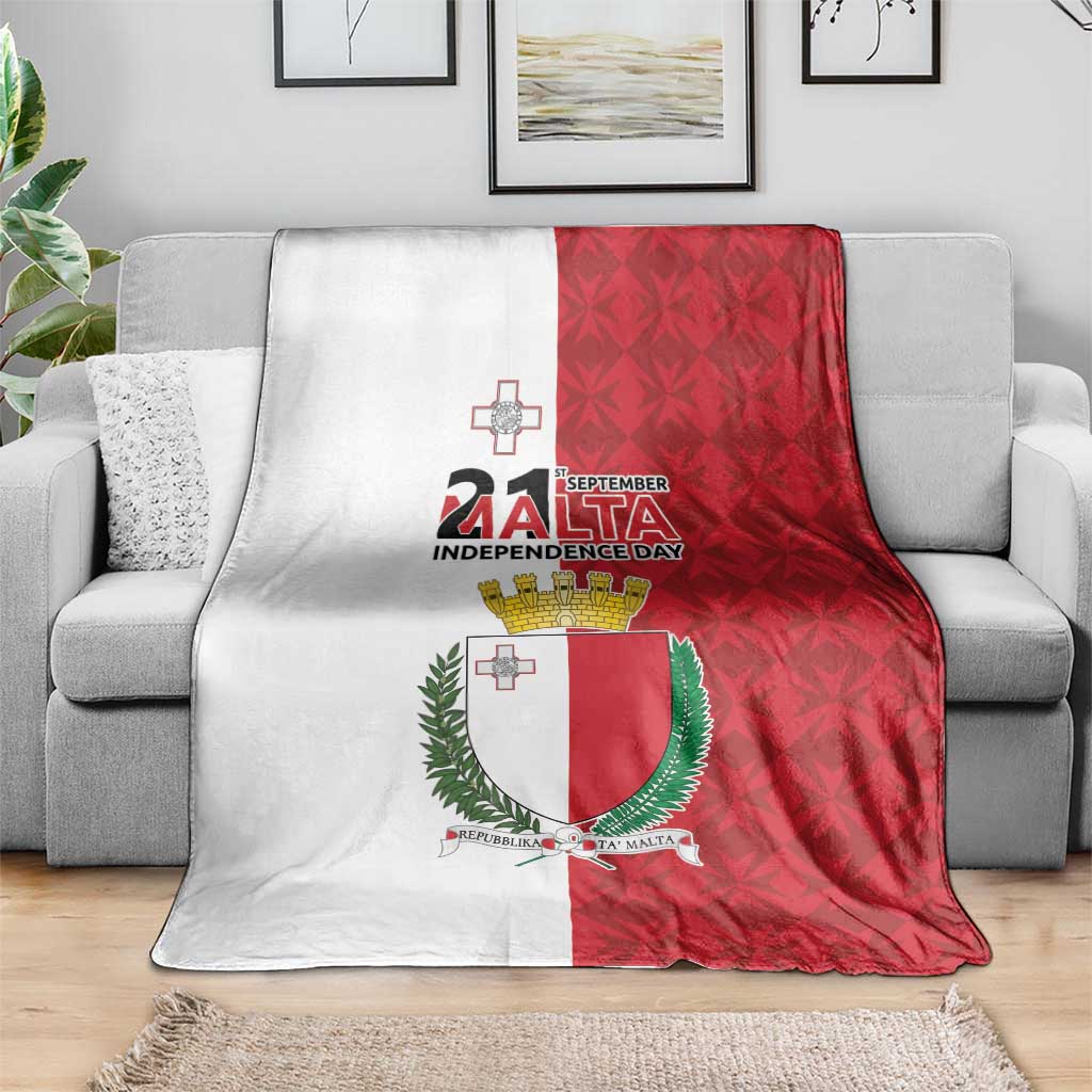 Malta Independence Day Blanket Flag Style with Coat of Arms