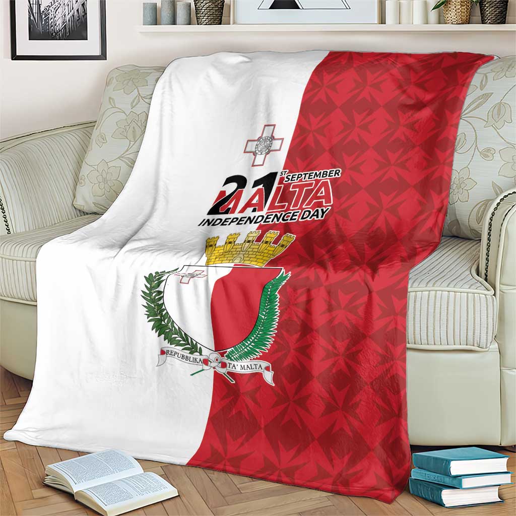 Malta Independence Day Blanket Flag Style with Coat of Arms
