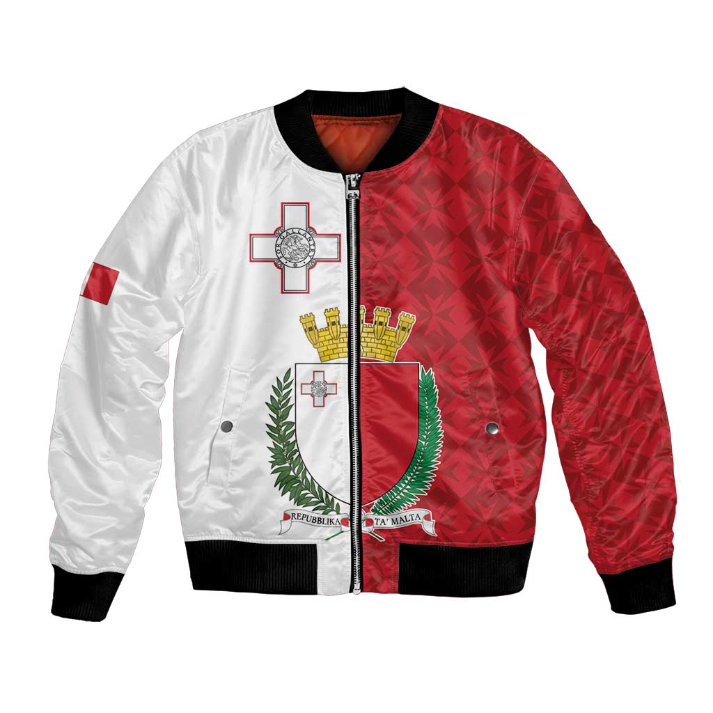Malta Independence Day Bomber Jacket Flag Style with Coat of Arms