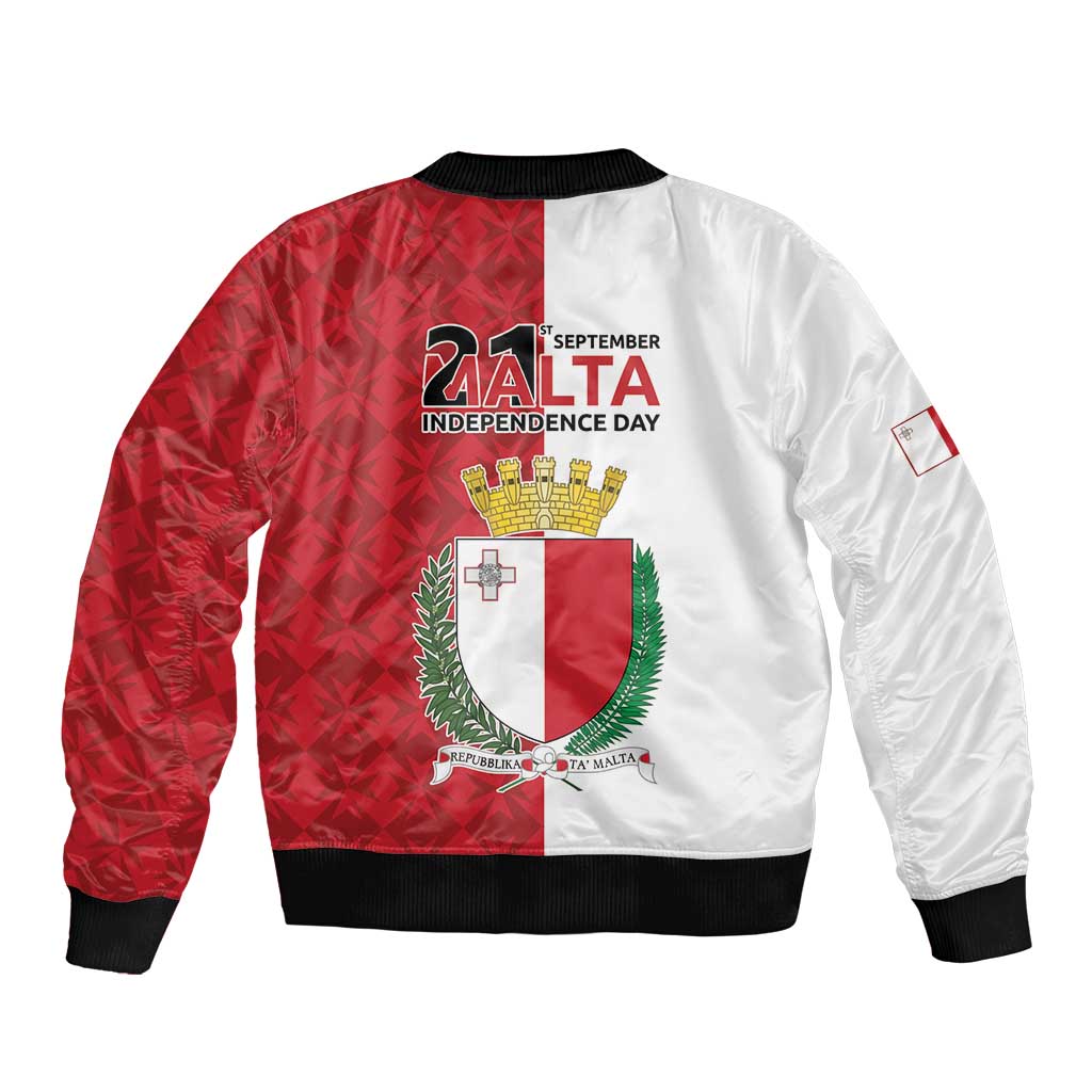 Malta Independence Day Bomber Jacket Flag Style with Coat of Arms