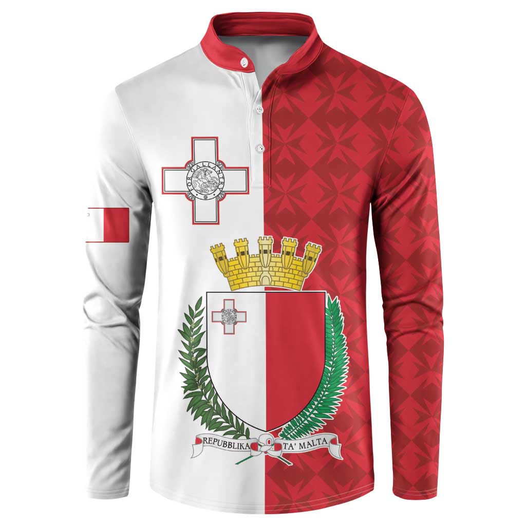 Malta Independence Day Button Sweatshirt Flag Style with Coat of Arms