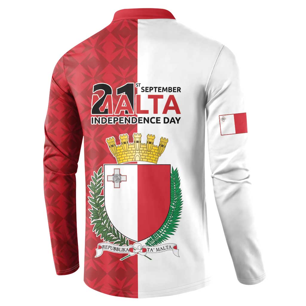Malta Independence Day Button Sweatshirt Flag Style with Coat of Arms