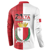 Malta Independence Day Button Sweatshirt Flag Style with Coat of Arms